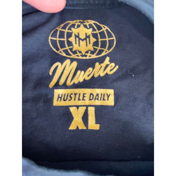 Men's Muerté Money Never Sleeps Hustle Daily T-Shirt XL Black Skull - Excellent - Picture 3 of 9